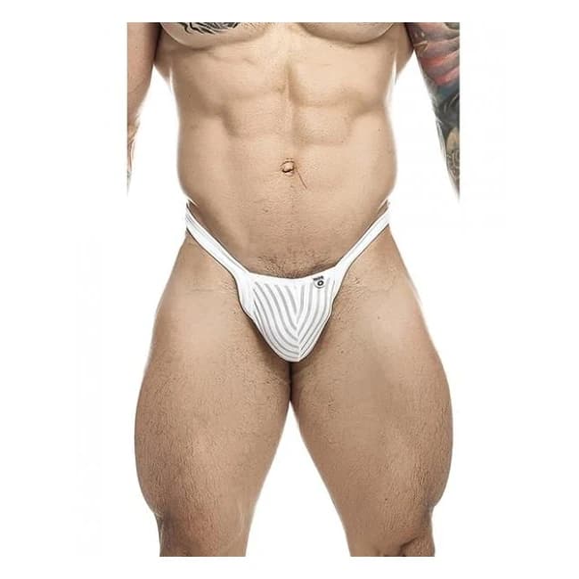 Male Basics Y Buns Thong White Sheer - Image 1