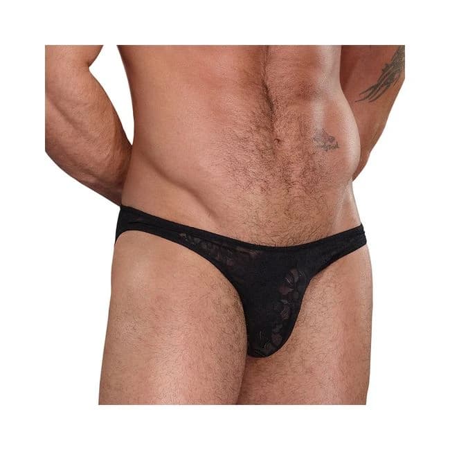 Male Power Lace Wonder Bikini Black Medium - Image 1