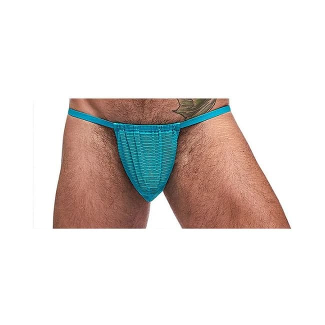 Male Power Mesh Rib Posing Strap Seafoam 1sz - Image 1
