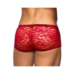 Male Power Stretch Lace Mini Short Red, image 2