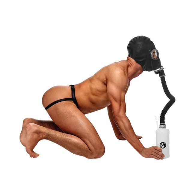 Master Series Rubber Gas Mask with Bottle - Image 1