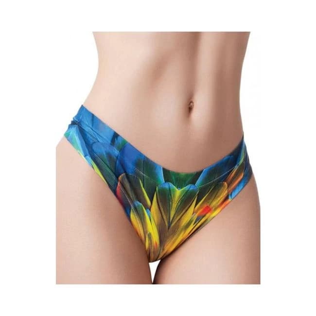 =mememe Paradise Birds Parrot Printed Thong - Image 1