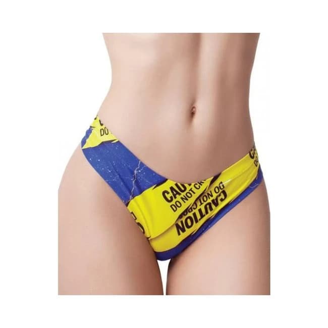 =mememe Urban Geeks Caution Printed Thong - Image 1