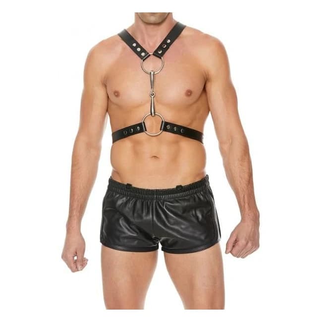 Men's Harness with Metal Bit - Black - Image 1