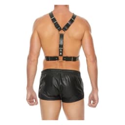 Men's Harness with Metal Bit - Black, image 3