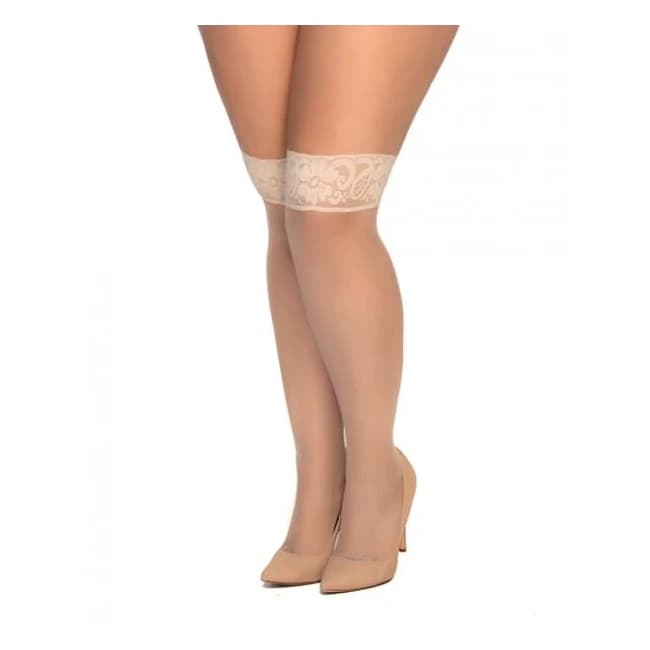 Mesh Thigh High Stockings Nude Qn - Image 1