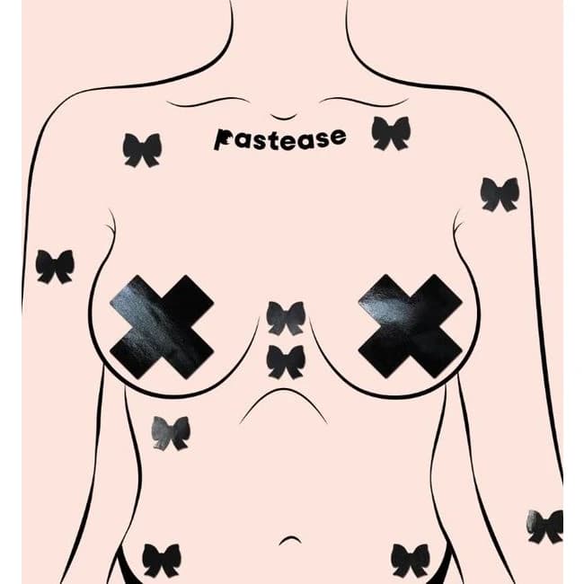 MINI BODY PASTIES 10PK FAUX PLEATHER BLACK  - Image 1