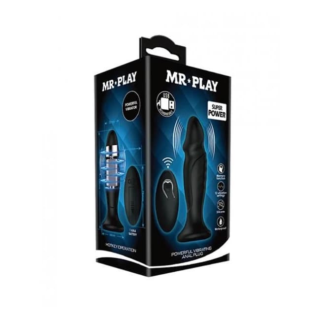 Mr. Play Phallic Vibrating Anal Plug - Black - Image 1