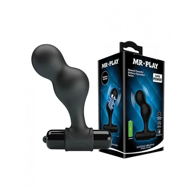 Mr. Play Silicone Anal Vibro Plug - Black - Image 1