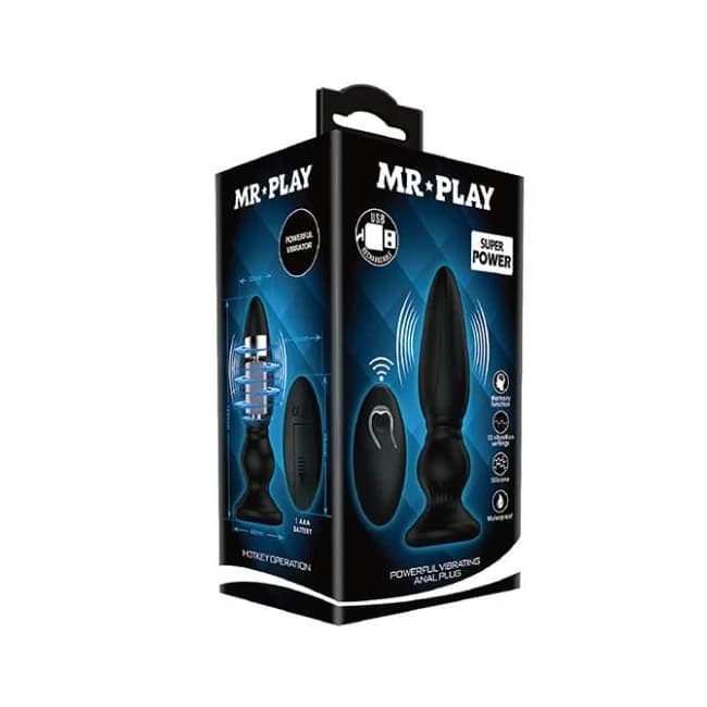Mr. Play Vibrating Anal Plug W/remote - Black - Image 1