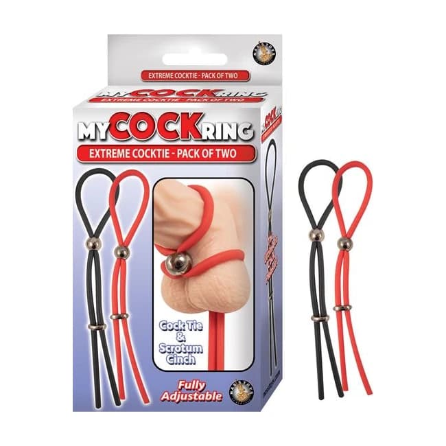 My Cockring Extreme Cocktie 2 Pack- Black & Red - Image 1