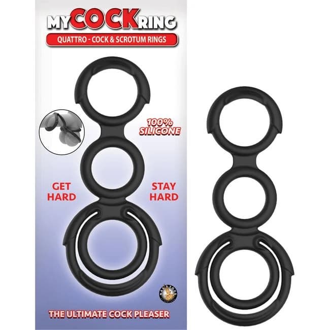My Cockring Quattro-cock & Scrotum Rings Black - Image 1