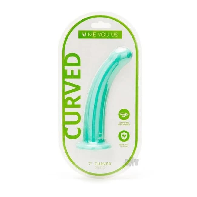 Myu Curved Silicone Dildo 7 Aqua - Image 1