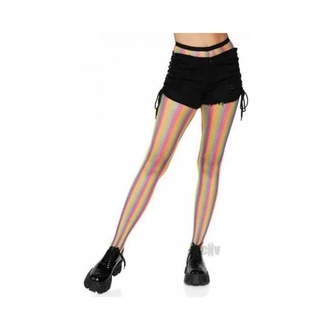 Neon Rainbow Stripe Pantyhose Os - Image 1