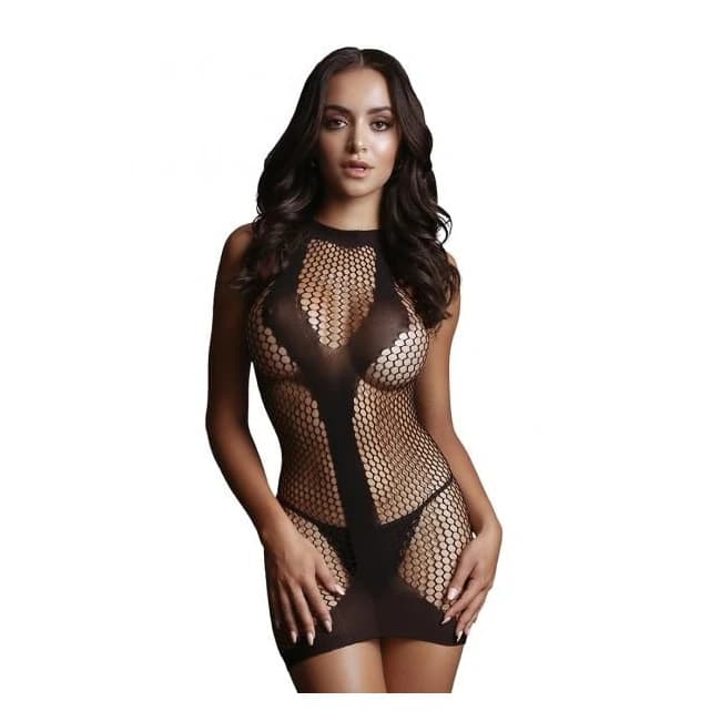 Net Contrast Mini Dress - Black - Image 1
