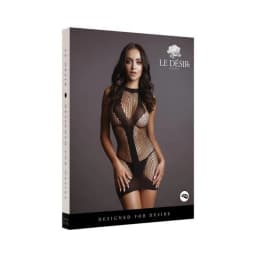 Net Contrast Mini Dress - Black, image 3