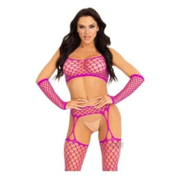 Net Crop Garter Stocking Gloves Blu, image 2