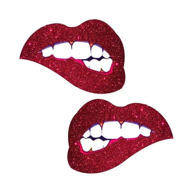 Neva Nude Pasty Bite Me Lips Glitter Red - Image 1