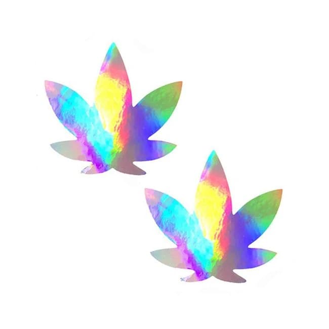 Neva Nude Pasty Weed Leaf Holographic - Image 1