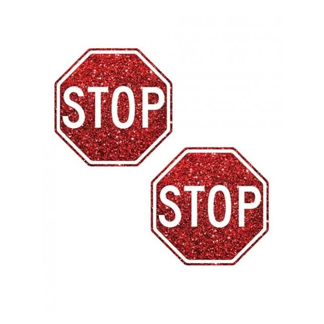 Neva Nude Stop Sign Glitter Pasties - Red O/s - Image 1