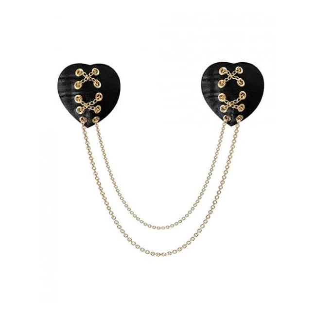 Neva Nude Two Heart Chained Pasties - Black O/s - Image 1