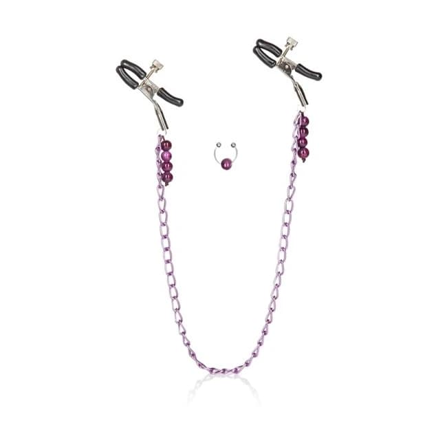 Nipple Play Clamps Purple Chain - Image 1