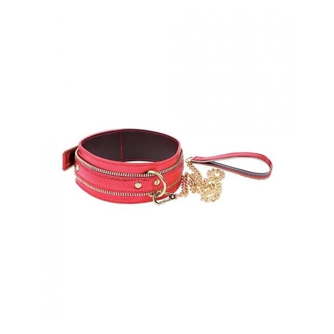 Nobu Fetish Choker & Leash Set - Red/gold - Image 1