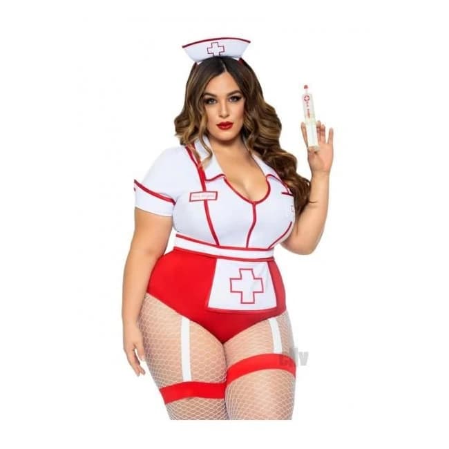 Nurse Feelgood 2pc 3x/4x Red/wht - Image 1