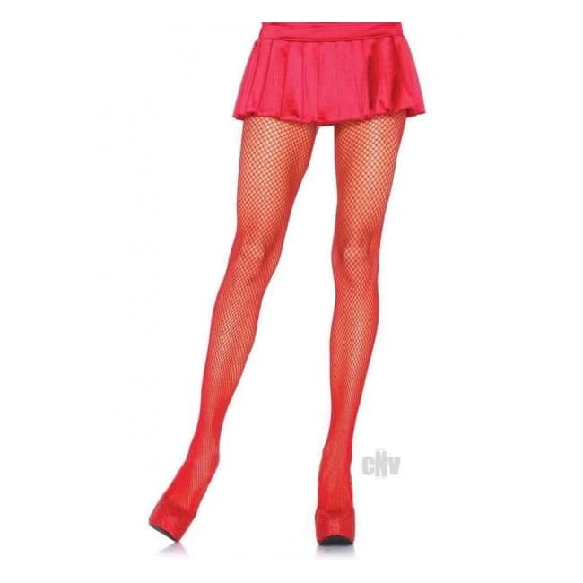 Nylon Fishnet Pantyhose Plus Red - Image 1