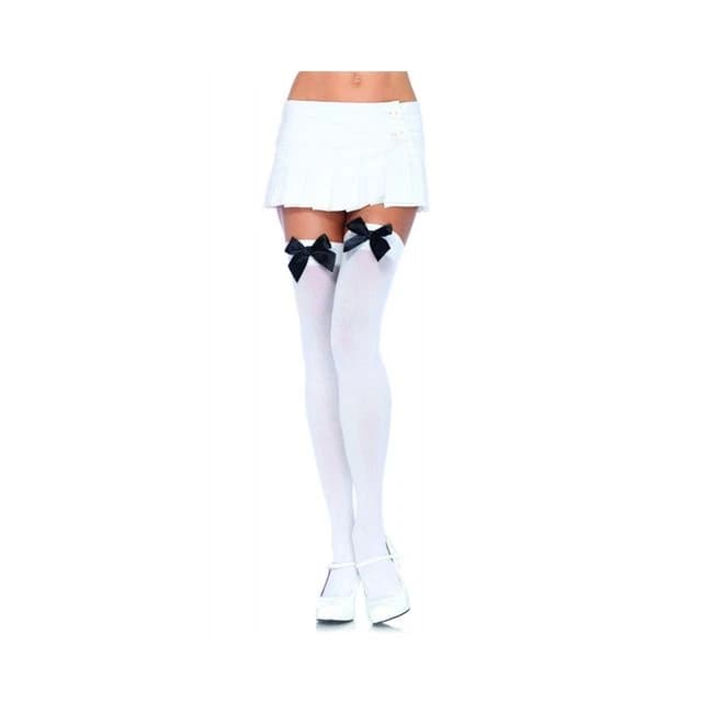 Nylon Over the Knee Bow Accent O/s White/black - Image 1