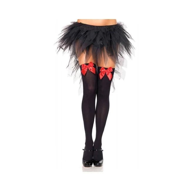 Nylon Over the Knee W/bow O/s White/red - Image 1