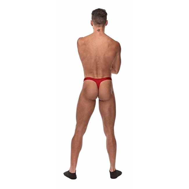 Nylon/spandex Pull Tab Thong Red O/s - Image 2