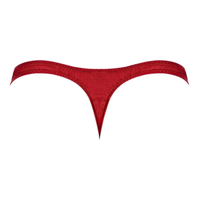 Nylon/spandex Pull Tab Thong Red O/s - Image 4