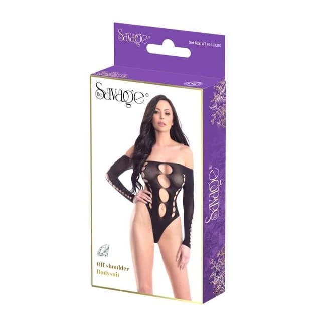 Off Shoulder Bodysuit Black - Image 1
