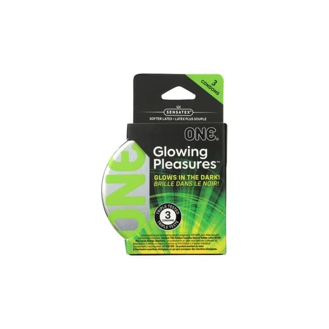 One Glowing Pleasures Condoms - Box of 3 - Image 1