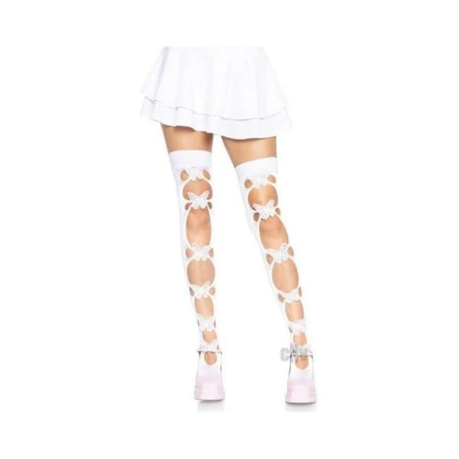 Opaque Butterfly Applique Thigh Os Wht - Image 1