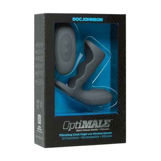 Optimale Vibe Cock Cage W/ Remote Slate - Image 1