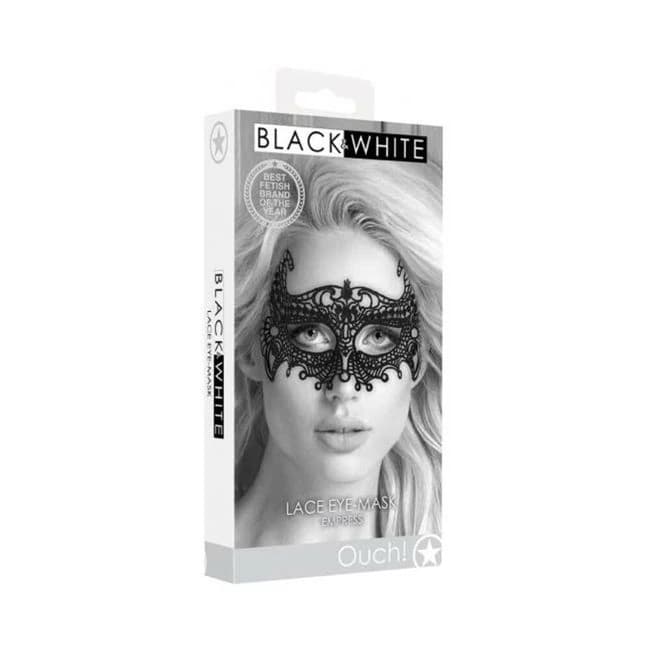 Ouch! Black & White Lace Eye Mask Empress Black - Image 2