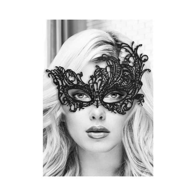 Ouch! Black & White Lace Eye Mask Royal Black - Image 1