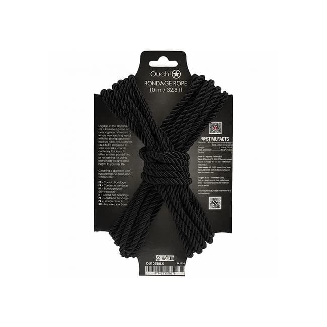 OUCH! BONDAGE ROPE 10 METERS BLACK  - Image 1