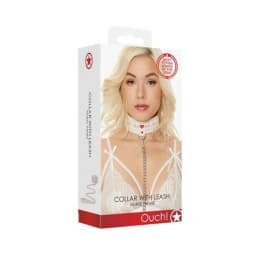Ouch Collar with Leash Nurse Theme White, image 2