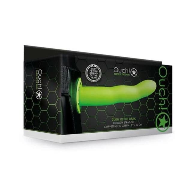 Ouch! Curved Hollow Strap-on 8 In. G.i.t.d. - Image 1