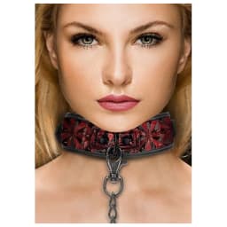 Ouch! Luxury Collar with Leash Burgundy, image 1