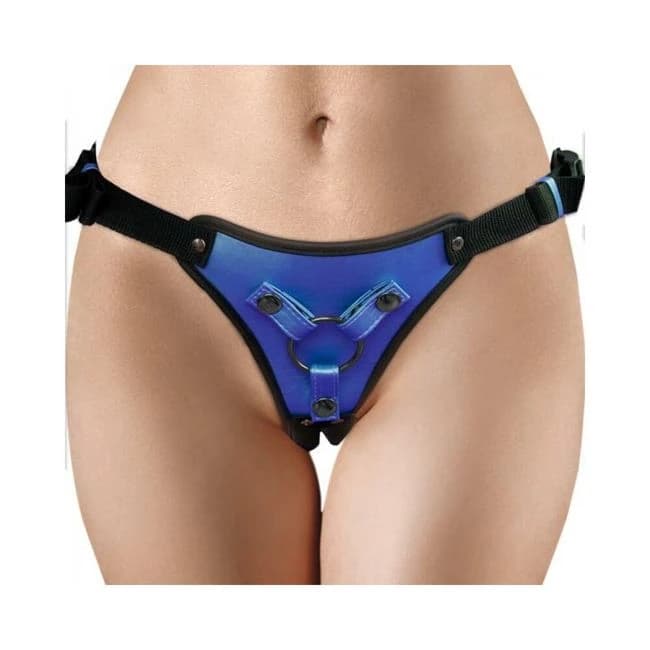 Ouch! Metallic Strap-on Harness Metallic Blue - Image 1