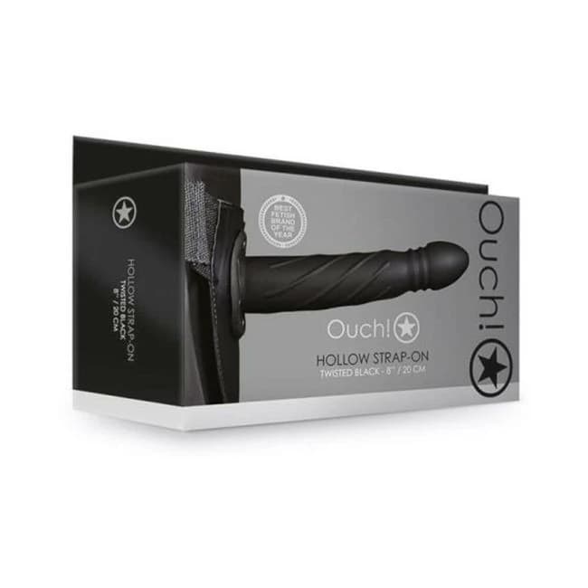Ouch! Twisted Hollow Strap-on 8 In. Black - Image 1