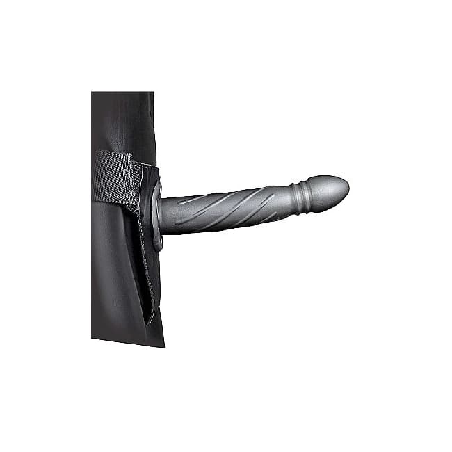 Ouch! Twisted Hollow Strap-on 8in Gunmetal - Image 1