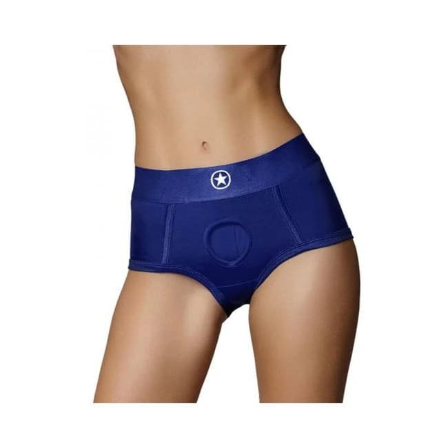 Ouch! Vibrating Strap-on Brief Royal Blue Xs/s - Image 1