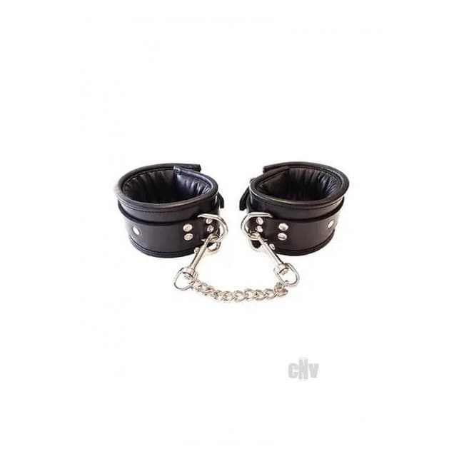 Padded Leather Ankle Cuffs Black - Image 1