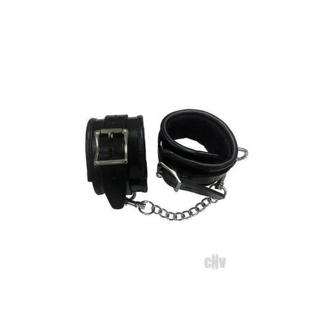 Padded Leather Wrist Cuffs Black - Image 1