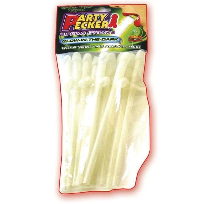 Party Pecker Sipping Straws-glow-10pk - Image 1